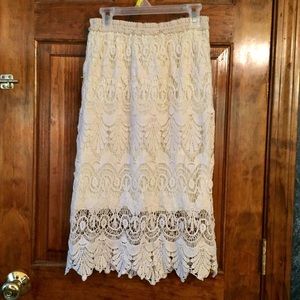 Cream Colored Lace Pencil Skirt